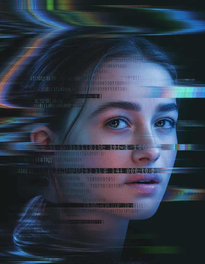 Futuristic portrait with digital effects