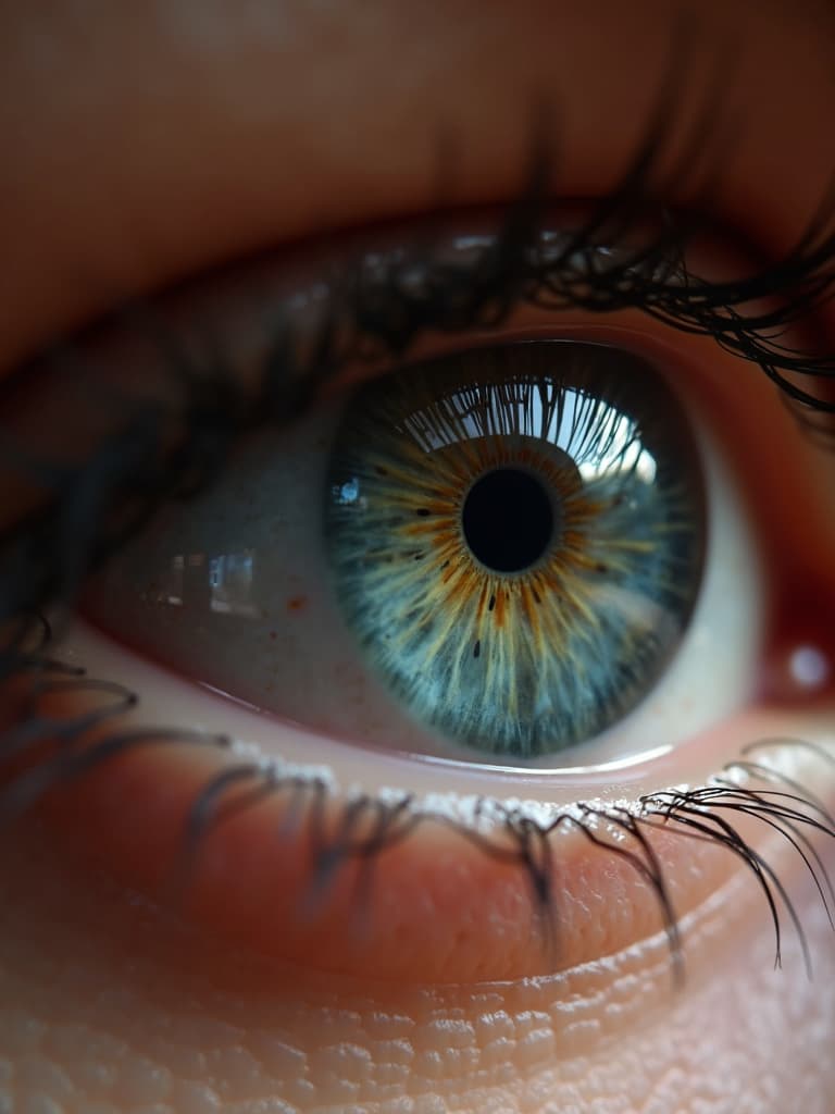 Close-up of human eye with blue iris